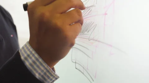 Detailed plan, hand drawing architectural sketch on white surface Stock Footage 342473402