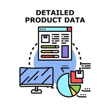 Detailed product data analysis and management concept Illustrazione stock