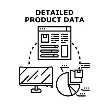 Detailed product data analysis and management concept Illustrazione stock