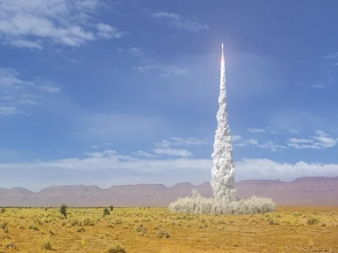 Detailed realistic animation of Rocket Launch. Stock Footage 76847889