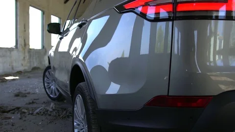 Detailed rear view of modern parked car. Stock-Footage 80979086