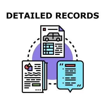 Detailed records process illustrating data analysis and documentation Stock Illustration