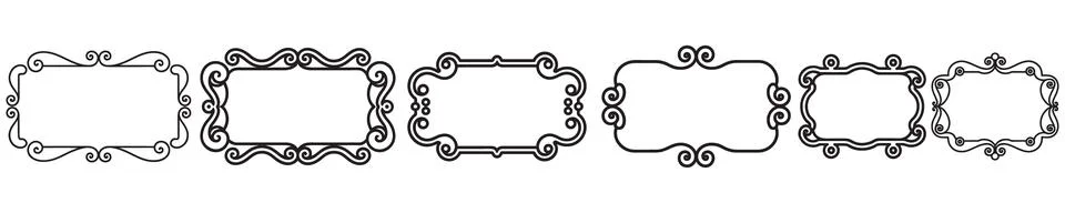 Detailed rectangular scrollwork frames for elegant stationary typography. Stock Illustration