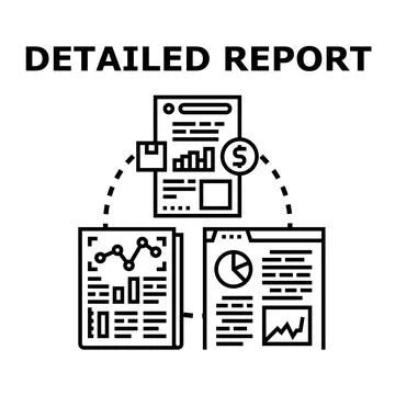 Detailed report analyzing business data and financial performance Stock Illustration