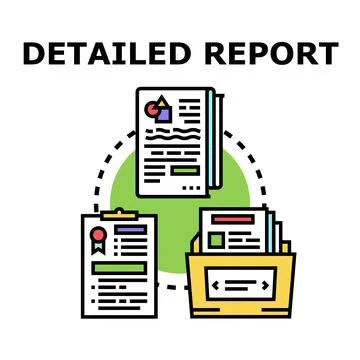 Detailed report processing and data analytics documentation Stock Illustration