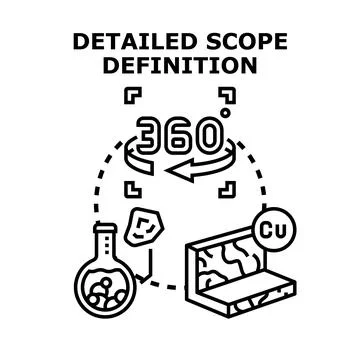 Detailed scope definition for material analysis concept Stock Illustration