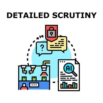 Detailed scrutiny concept with data analysis and security Stock Illustration
