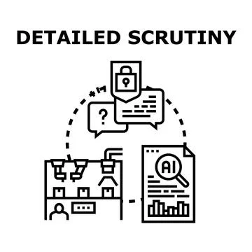 Detailed scrutiny concept with data analysis and security Stock Illustration