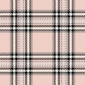 Detailed seamless plaid pattern. Classic tartan textile design in pink, black Stock Illustration