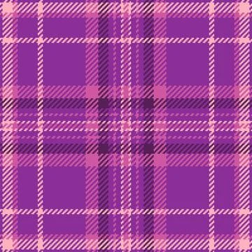 Detailed, seamless tartan pattern with pixelated texture in shades of purple  Stock Illustration