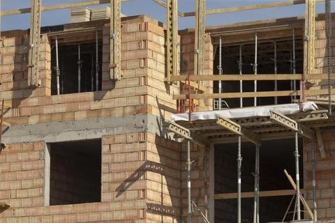 Detailed shot of construction elements and material arrangements 库存照片