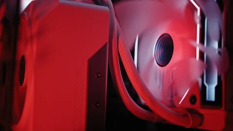 Detailed shot of  an illuminated Gaming Computer Stock Footage 243902607