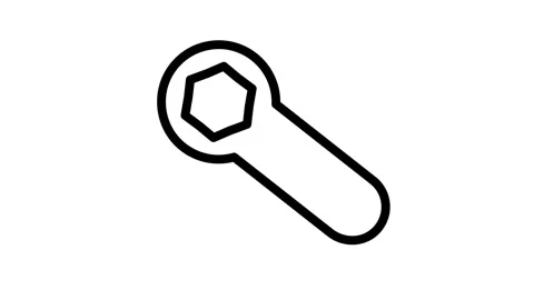 A detailed sketch of a wrench, emphasizing its structure and functionality. Stock Footage 335118709