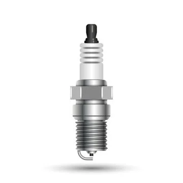 Detailed spark plug isolated realistic vector illustration on a white backg.. Stock Illustration