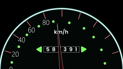 Detailed Speedometer and Odometer with Needle at Forty km/h on animation Bl.. 스톡 동영상 321738906