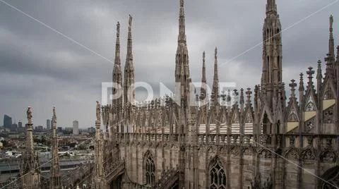 Detailed stone columns of milan dome Stock Photos