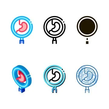 Detailed study of stomach icon vector clean outline Stock Illustration