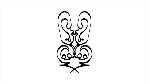 A detailed tattoo design featuring a stylized bunny, showcasing intricate Stock Illustration
