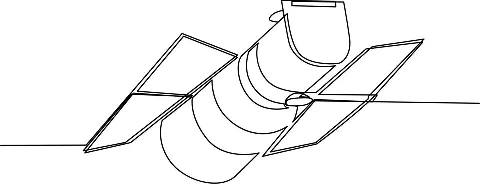 A detailed technical drawing of a complex mechanical assembly with curved s.. Stock Illustration