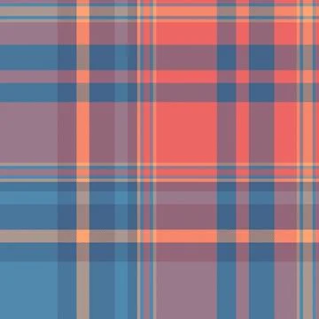 Detailed textile pattern. A classic plaid design in blue and orange, with tex Stock Illustration