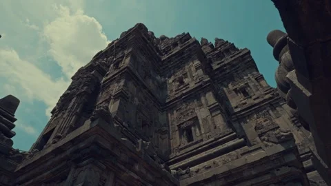 Detailed Texture of Ancient Stone Masonry at Prambanan Heritage Site Stock Footage 333325871