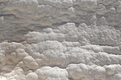 Detailed texture of eroded rocks in Pammukale, Turkey. Characteristic sedimenta Stock Photos