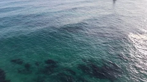 Detailed Top Down Aerial View of Clear Turquoise Sea and Coastal Reef Stock Footage 344778290