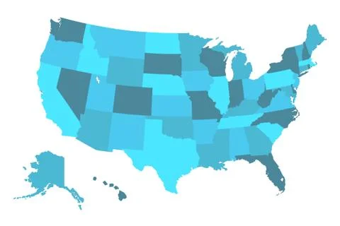 Detailed USA Map on white background Stock Illustration