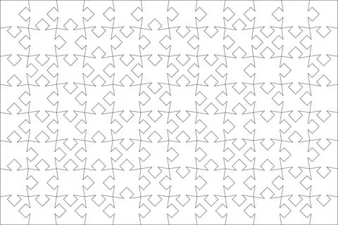 Detailed various shapes puzzle grid outline overlay. Jigsaw puzzle blank Illustrazione stock