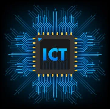 Detailed vector design of an ICT microchip with a complex circuit board Stock Illustration