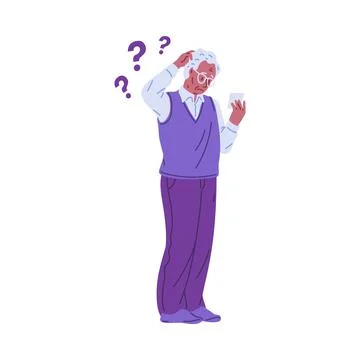 Detailed vector illustration of an elderly man with glasses suffering from Stock Illustration