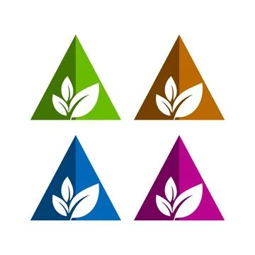 Detailed vector illustration featuring a set of four unique triangular logo.. Stock Illustration
