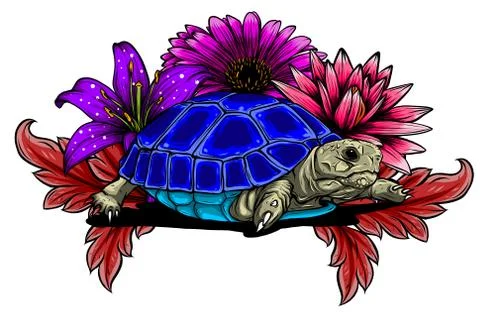 Detailed vector illustration of a generic tortoise land turtle in subtle greens. Stockillustratie