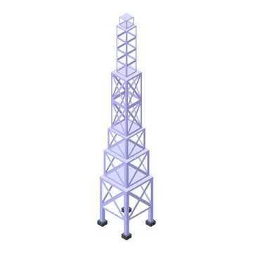 Detailed vector illustration of an isometric communication tower on a white Stock Illustration