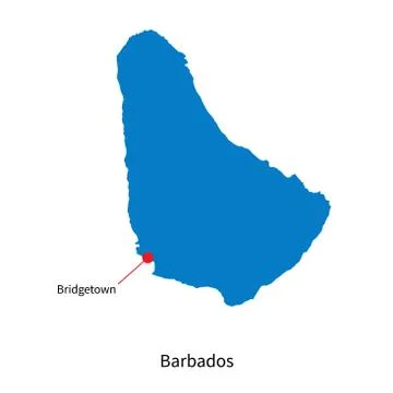Detailed vector map of Barbados and capital city Bridgetown Stock Illustration