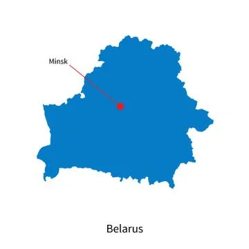 Detailed vector map of Belarus and capital city Minsk Stock-Illustration