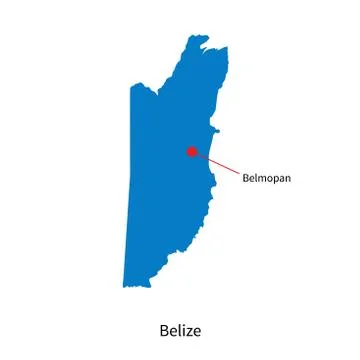Detailed vector map of Belize and capital city Belmopan Stock Illustration