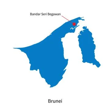 Detailed vector map of Brunei and capital city Bandar Seri Begawan Иллюстрация