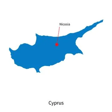 Detailed vector map of Cyprus and capital city Nicosia Stock Illustration