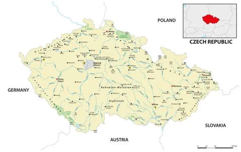 Detailed vector map of the Czech Republic Stock Photos