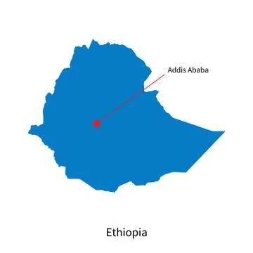 Detailed vector map of Ethiopia and capital city Addis Ababa Stock Illustration