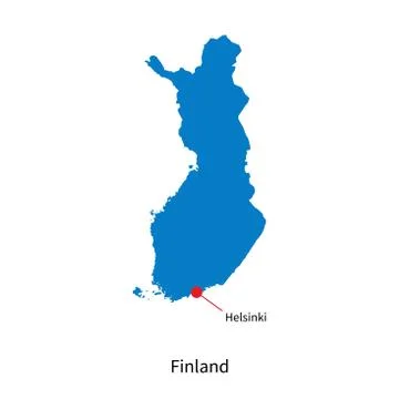 Detailed vector map of Finland and capital city Helsinki 스톡 일러스트