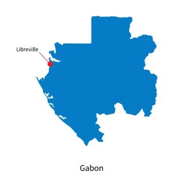 Detailed vector map of Gabon and capital city Libreville Stock-Illustration