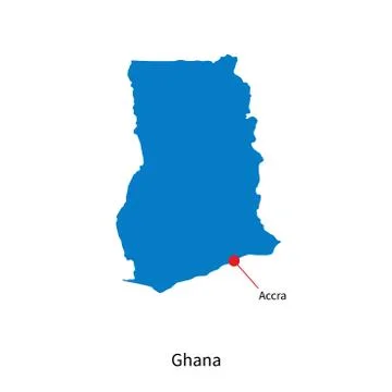 Detailed vector map of Ghana and capital city Accra Stock-Illustration