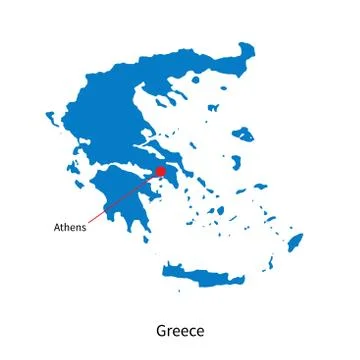 Detailed vector map of Greece and capital city Athens 스톡 일러스트
