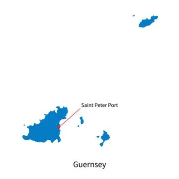 Detailed vector map of Guernsey and capital city Saint Peter Port 스톡 일러스트