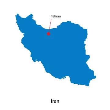 Detailed vector map of Iran and capital city Tehran Stock Illustration