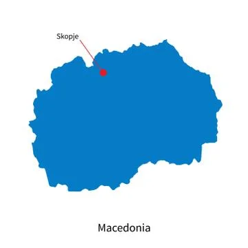 Detailed vector map of Macedonia and capital city Skopje Stock Illustration