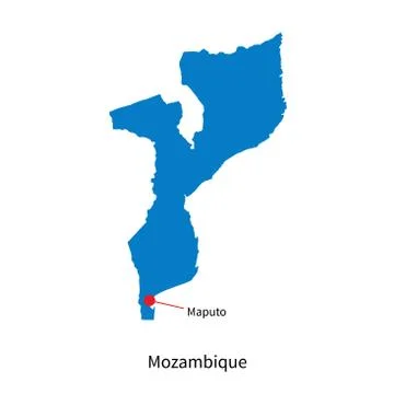Detailed vector map of Mozambique and capital city Maputo Stock Illustration