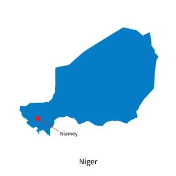Detailed vector map of Niger and capital city Niamey Stock Illustration